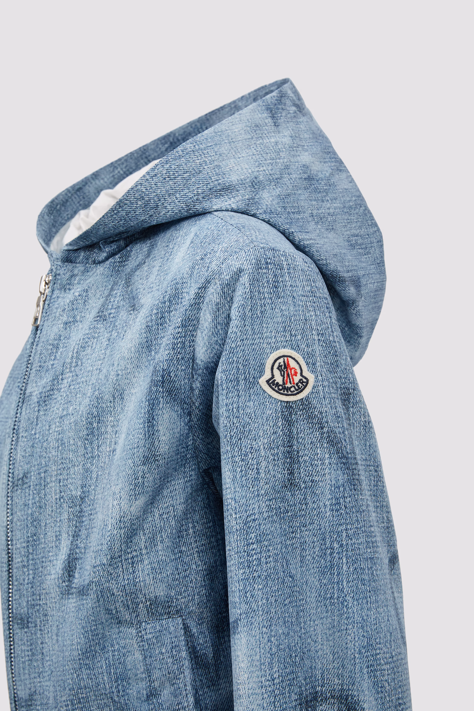 Seanle Denim-Effect Hooded Jacket Boy Denim Blue Moncler 3